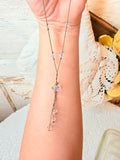 VINTAGE SILVER AND AURORA BOREALIS CRYSTAL NECKLACE