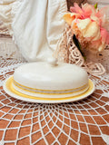 VINTAGE FRANCISCAN YELLOW ACCENTED BUTTER DISH