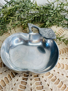 VINTAGE SILVER PEWTER STYLE APPLE DISH