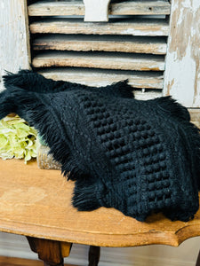 BLACK VINTAGE HAND KNIT SCARF #2