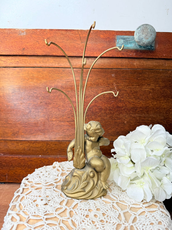JEWELRY HOLDER GOLDEN VINTAGE CHERUB