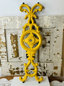 YELLOW IRON ANTIQUE WALL HANGING DECOR - 2 AVAILABLE