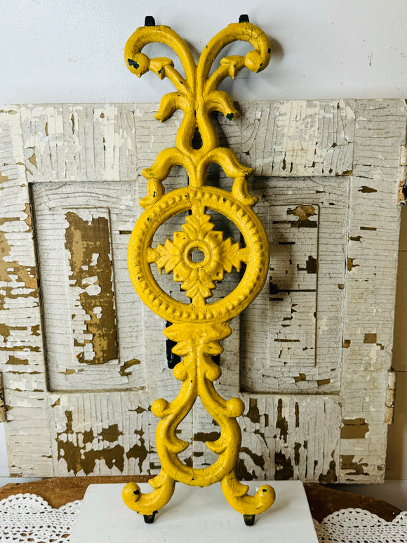 YELLOW IRON ANTIQUE WALL HANGING DECOR - 2 AVAILABLE