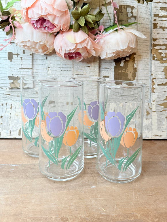 SET OF 4 VINTAGE LIBBEY TULIP TUMBLERS - 2 SETS AVAILABLE