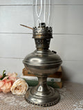 ANTIQUE NICKEL PLATED OIL LAMP