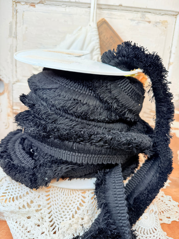 BLACK TASSEL TRIM APPROX 30 YARDS VINTAGE
