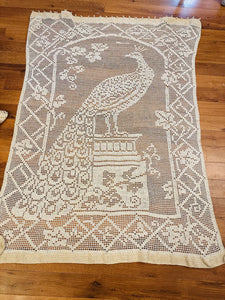 Peacock antique lace rare tablecloth