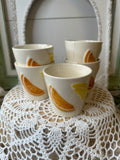 SET OF VINTAGE FRUIT MOTIF CUPS AND PITCHER SET