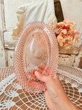 VINTAGE PINK DEPRESSION GLASS DIAMOND CUT OVAL PLATE