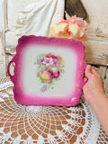 VINTAGE BAVARIA FUCHSIA FLORAL TRAY
