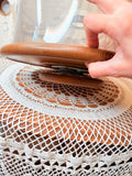 XL VINTAGE WOODEN LAZY SUSAN WITH LUCITE CLOCHE