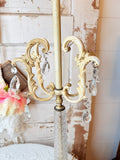 VINTAGE FRENCH HOLLYWOOD CRYSTAL REGENCY STYLE TALL LAMP