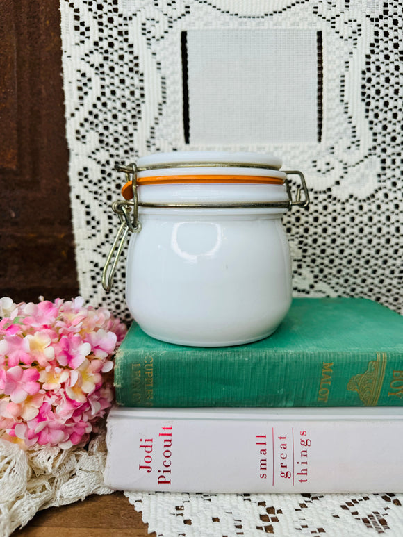 MILK GLASS CANISTER VINTAGE - 3 AVAILABLE