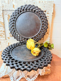 HAND CARVED WOOD RETICULATED CHARGER - 2 AVAILABLE