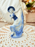 JAPAN BLUE AND WHITE BEAUTIFUL VINTAGE LADY STATUETTE