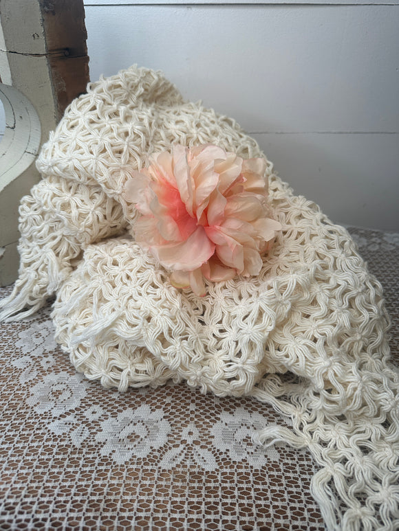 VINTAGE FABRIC HANDMADE THROW WIRH TASSELS - “IVY”