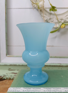BLUE GLASS ORNATE VINTAGE VASE