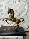 VINTAGE BRASS HORSE ON PEDESTAL