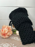 BLACK HANDKNIT CHAIR COVER / SCARF