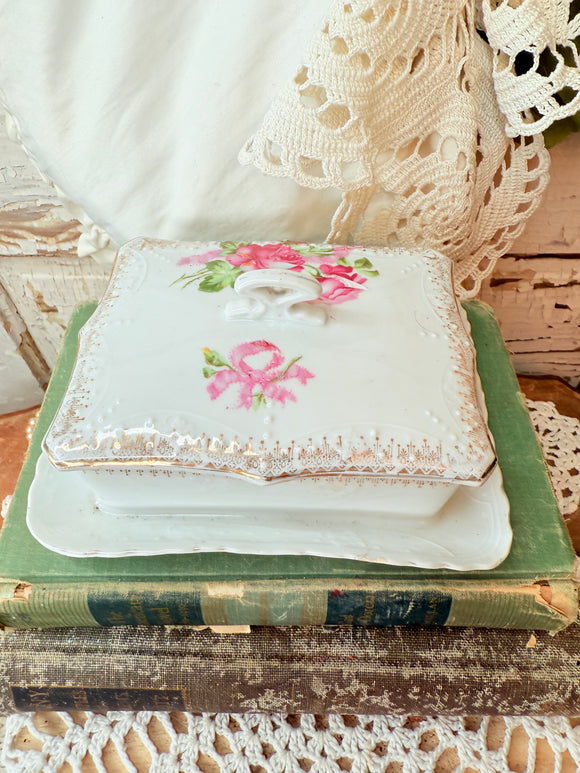 ANTIQUE PORCELAIN CHEESE PLATE