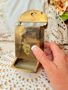 Antique solid, brass matches holder ￼