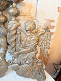 ANTIQUE 1700S PAIR OF CATHEDRAL ANGEL CANDLE HOLDERS