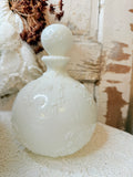 VINTAGE MILK GLASS ANTIQUE BULB DECANTER AND TOP