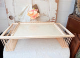 VINTAGE MID CENTURY WICKER BED SERVING TRAY