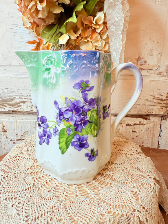 ANTIQUE FLORAL PITCHER