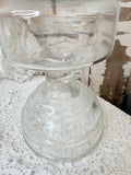 VINTAGE ORNATE GLASS LARGE OIL HURRICANE LAMP