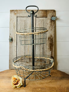 ORNATE BEADED VINTAGE TIERED TRAY