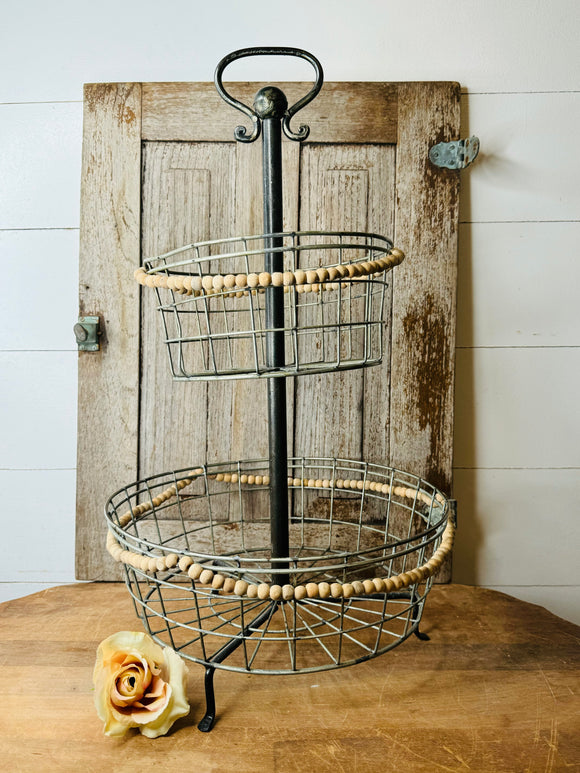 ORNATE BEADED VINTAGE TIERED TRAY