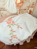 VINTAGE TABLECLOTH WITH EMBROIDERED FLOWERS