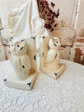 VINTAGE PAIR OF CHIPPY OWL BOOKENDS