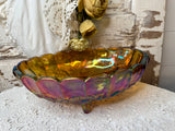 VINTAGE CARNIVAL GLASS FOOTED BOWL