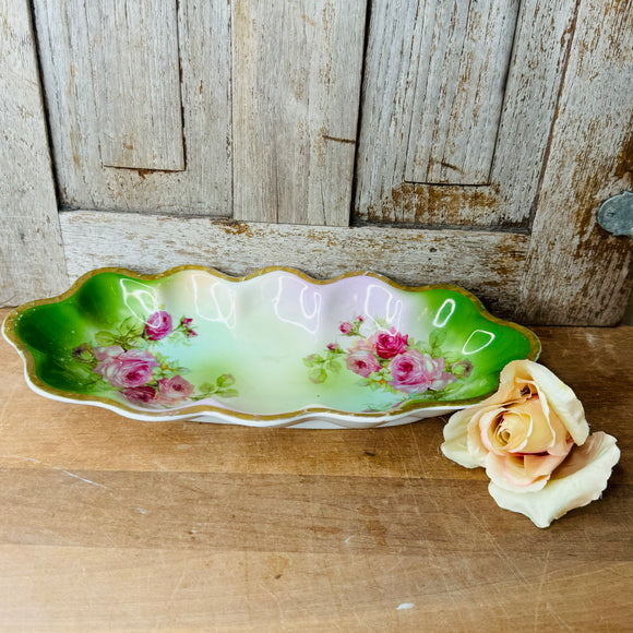 COLIZ VINTAGE CABBAGE ROSE RELISH DISH