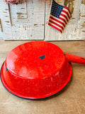 SPECKLED RED RARE VINTAGE ENAMELWARE POT