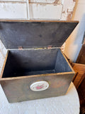 VINTAGE LARGE WOOD WITH BRASS FINISH STORAGE BOX
