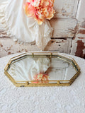VINTAGE OCTAGONAL GOLDEN VANITY MIRROR TRAY