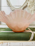 PINK FENTON RARE VINTAGE LARGE RUFFLE BOWL