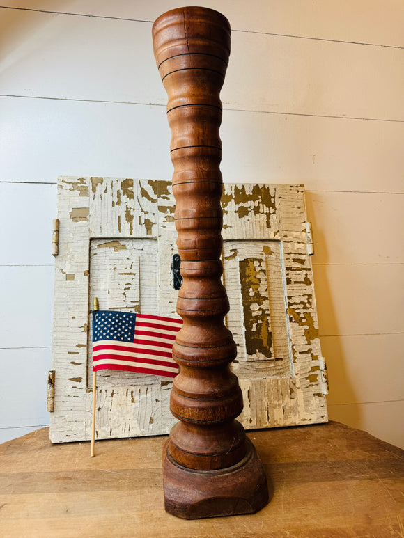 VINTAGE EXTRA TALL TURNED WOOD CANDLESTICK HOLDER
