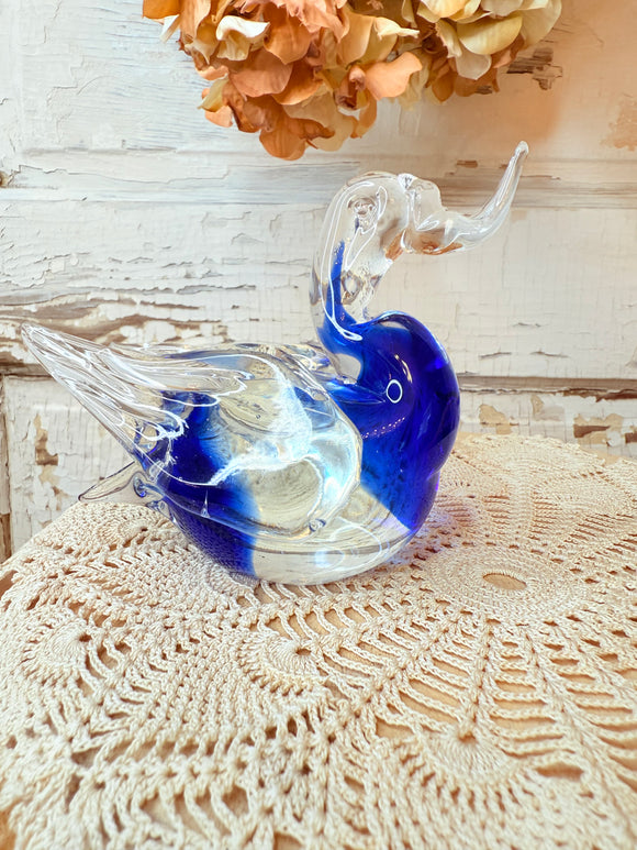 COBALT BLUE GLASS SWAN