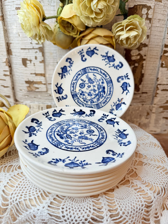 BLUE ONION IRONSTONE SET OF 4 PLATES - 2 SETS AVAILABLE