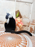 VINTAGE BLACK CAT WOOD DECOR