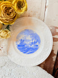 VINTAGE SHENANGO BRIGHT BLUE AND WHITE DETAILED PLATE #1