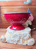 LARGE VINTAGE RED COLANDER