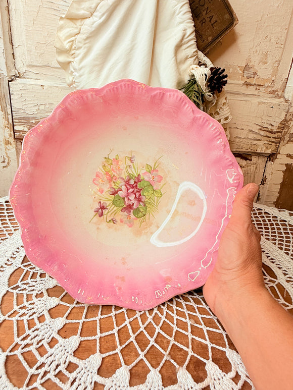 1900S VINTAGE VICTORIAN PINK FLORAL BOWL