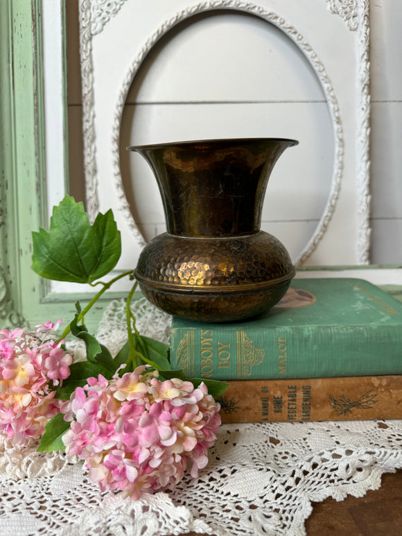 HAMMERED BRASS ORNATE VINTAGE PLANTER