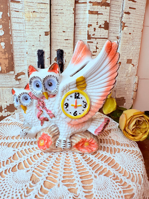 VINTAGE PORCELAIN OWLS PIGGY BANK