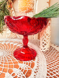 VINTAGE MOSSER RED THISTLE PEDESTAL BOWL